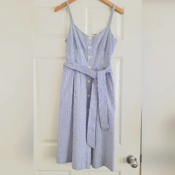 J. Crew Tie-waist midi dress in seersucker, size 2 - Picture 5 of 16